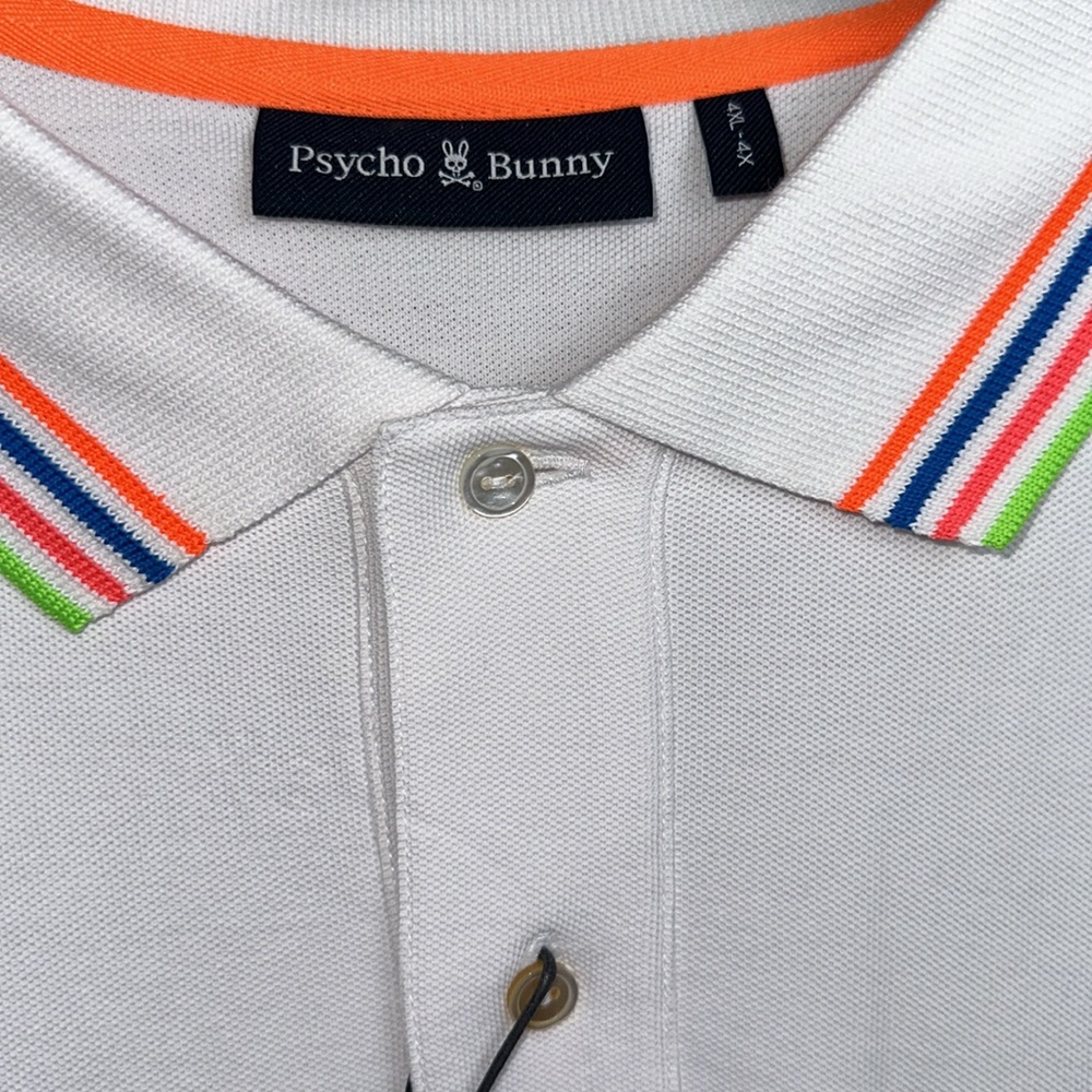 Psycho Bunny Big & Tall Athens Pique White Short Sleeve Polo Men's 4XL NWT - Picture 8 of 8